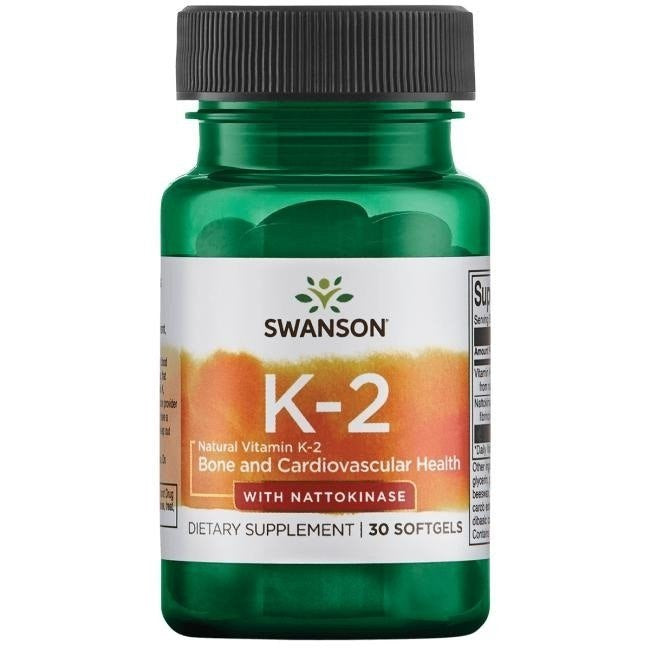 Swanson vitaminas K2 + nattokinazė 30 kapsulių
