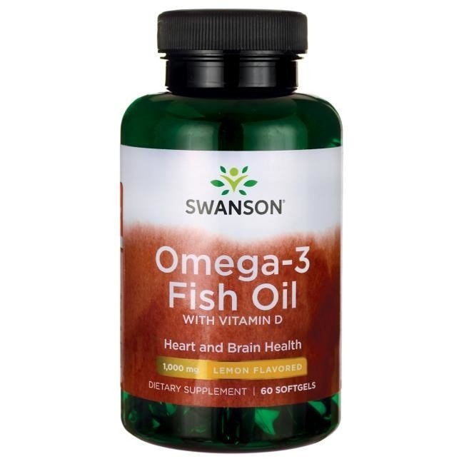 Swanson Omega-3 ir vitaminas D3 60 kapsulių