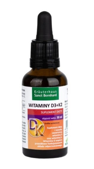 KRAUTERHAUS SANCT BERNHARD Vitaminai D3 + K2 lašais, su MCT aliejumi 30 ml