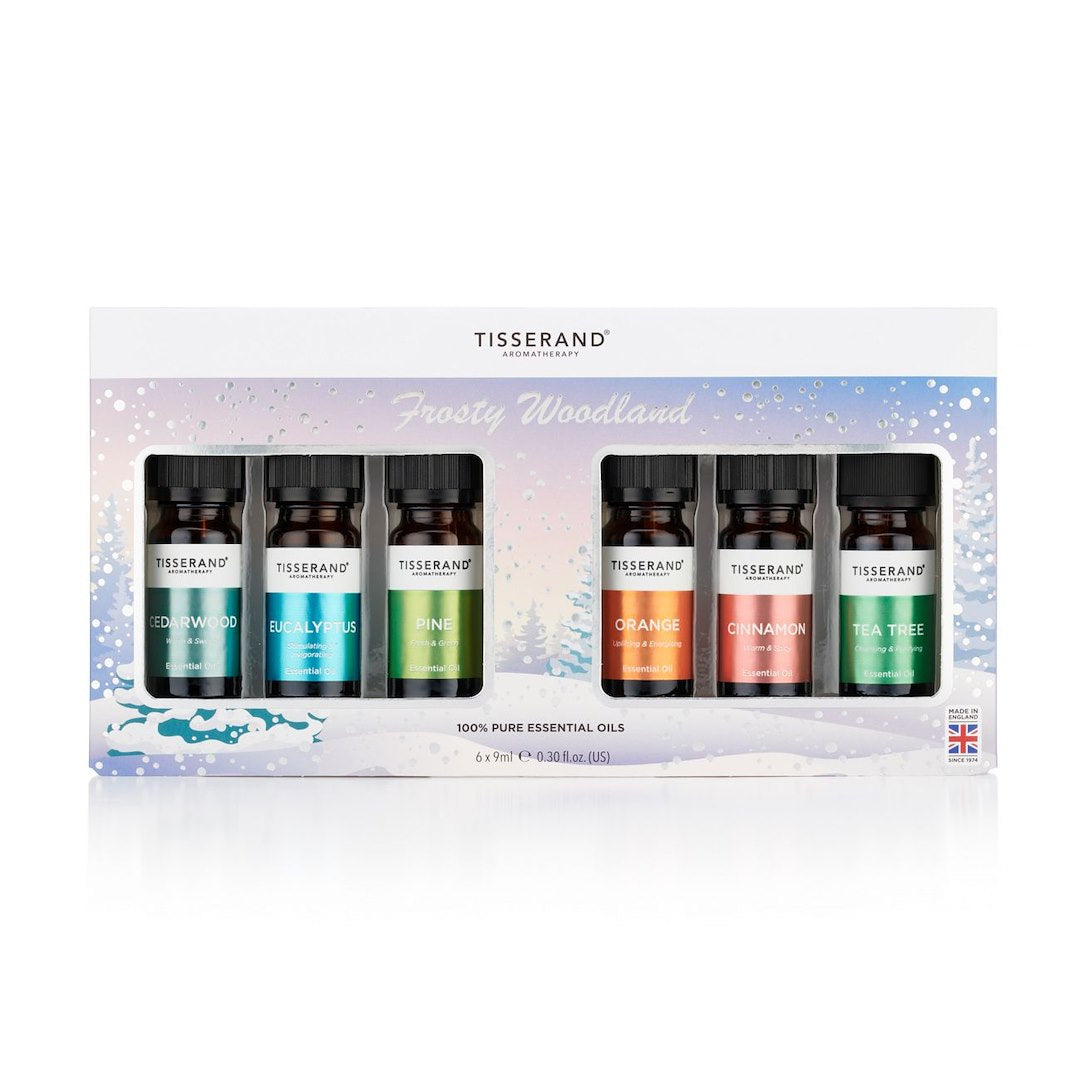 TISSERAND AROMATERAPIJA 6 Šerkšno miško“ eterinių aliejų rinkinys šventinėje pakuotėje 6 x 9 ml