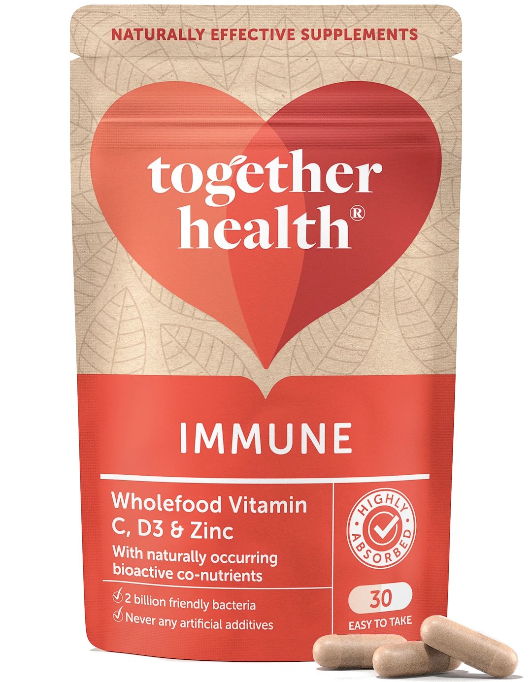 TOGETHER Immune - imunitetui stiprinti su vitaminu C, cinku ir selenu 30 kapsulių