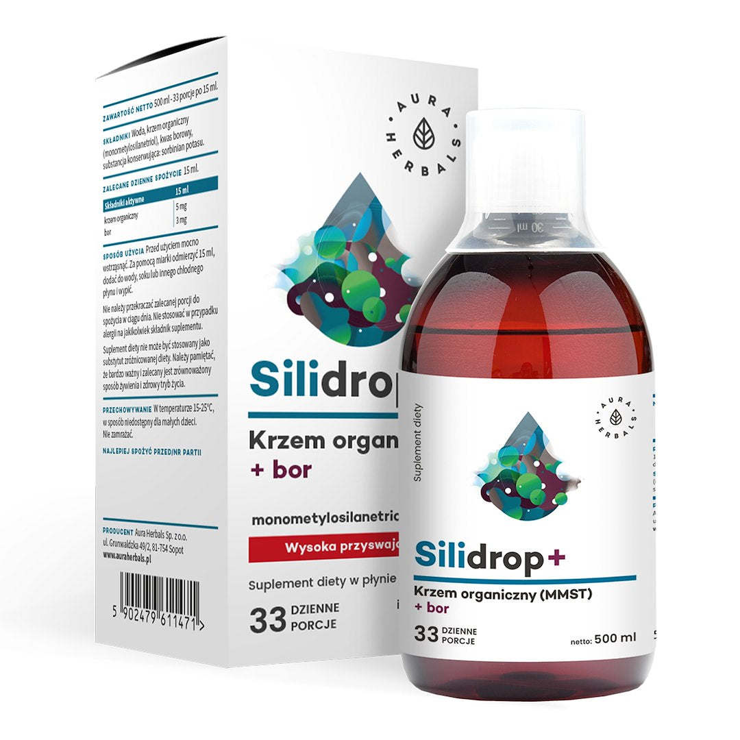 AURA HERBALS Silidrop + silicio + boro rūgšties 500 ml
