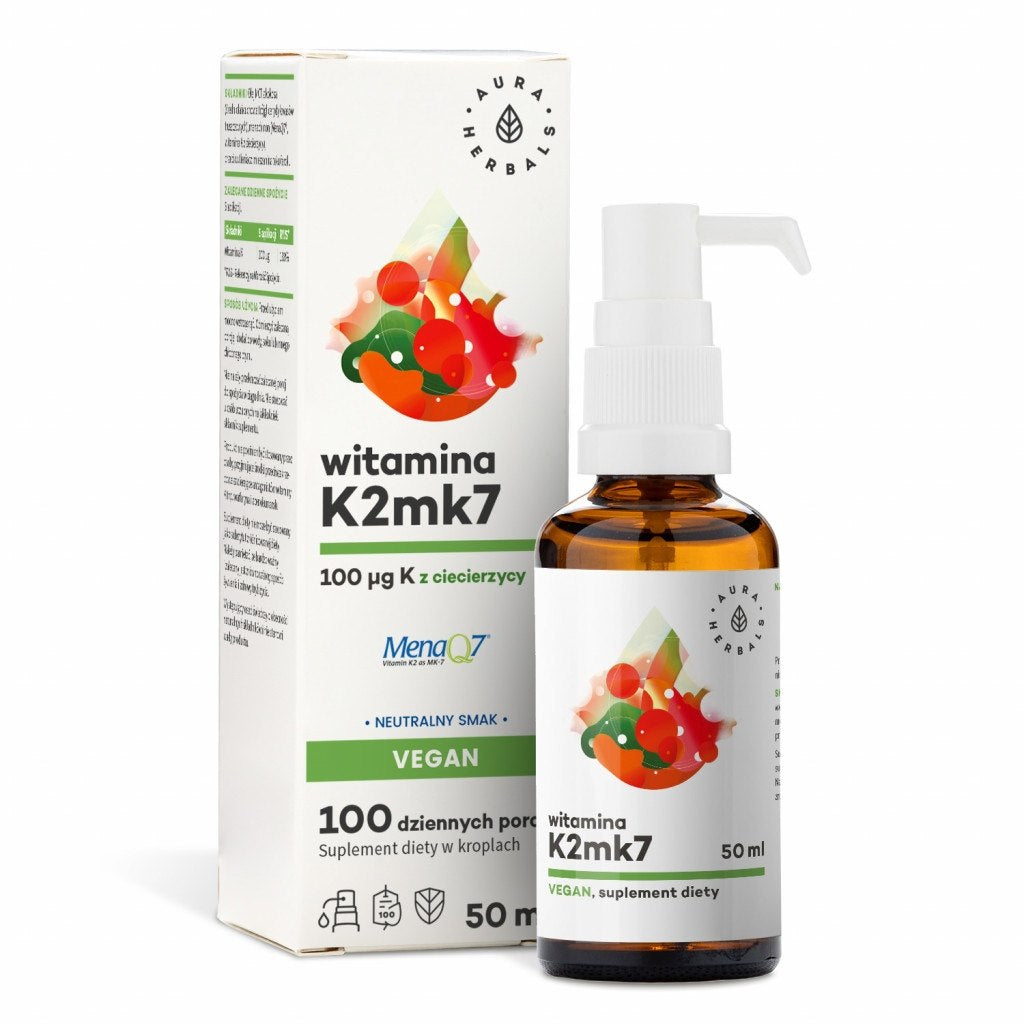 AURA HERBALS vitaminas K2 100 mcg veganiškas 50 ml
