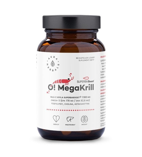 AURA HERBALS Oh! MegaKrill - krilių aliejus 1180 mg 60 kapsulių