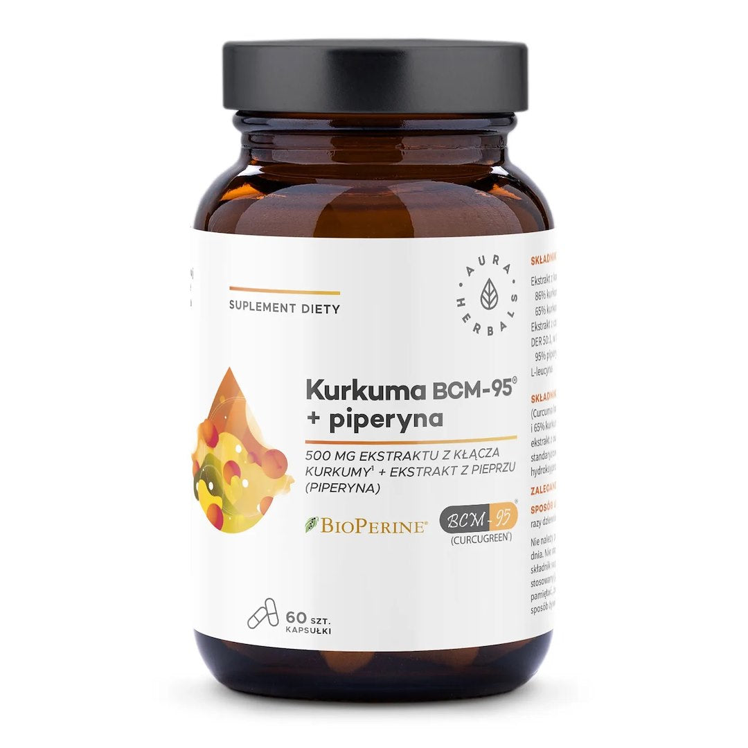 AURA HERBALS Ciberžolė 500 mg BCM-95® + piperinas 60 kapsulių