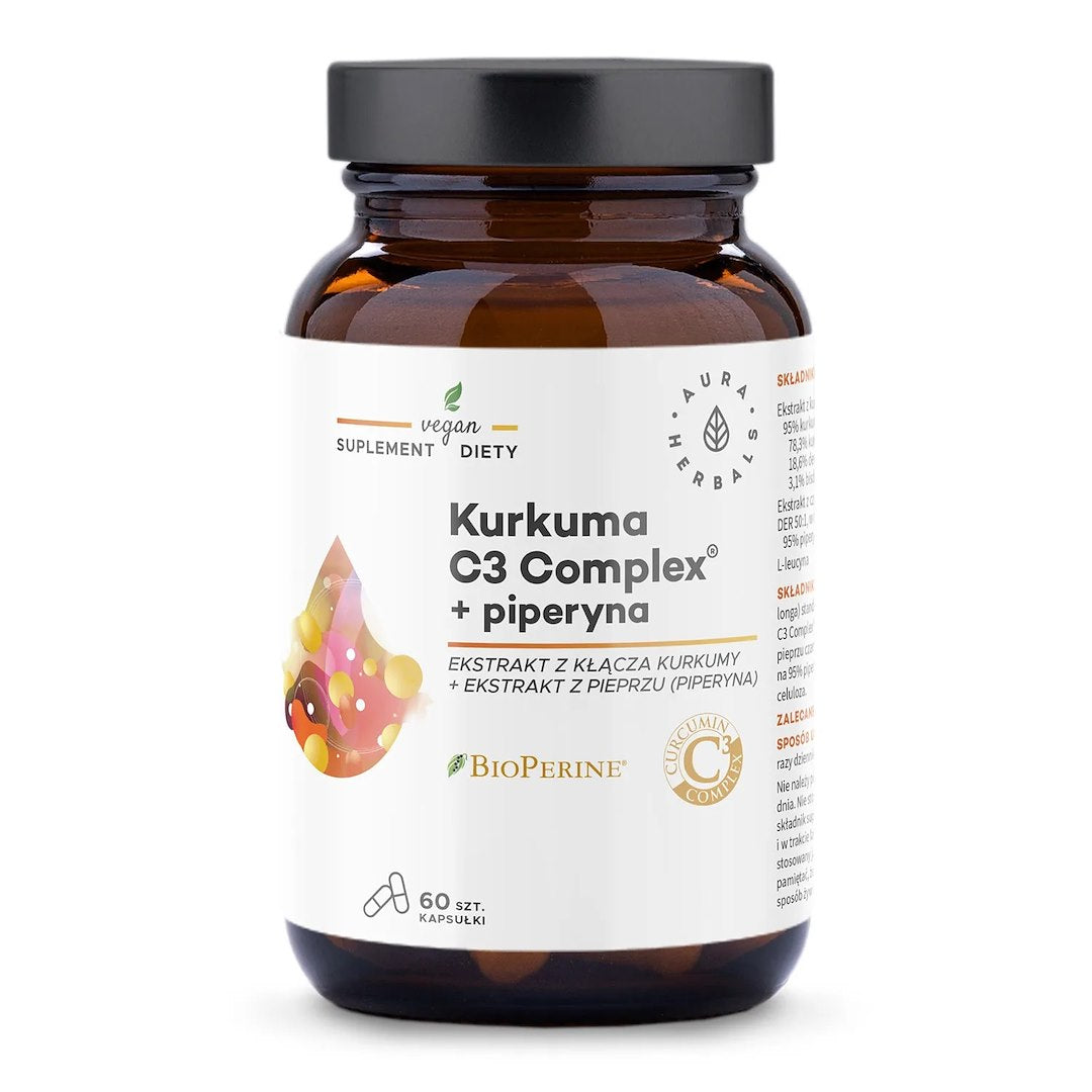 AURA HERBALS Ciberžolė 500 mg C3 kompleksas® + piperinas 60 kapsulių