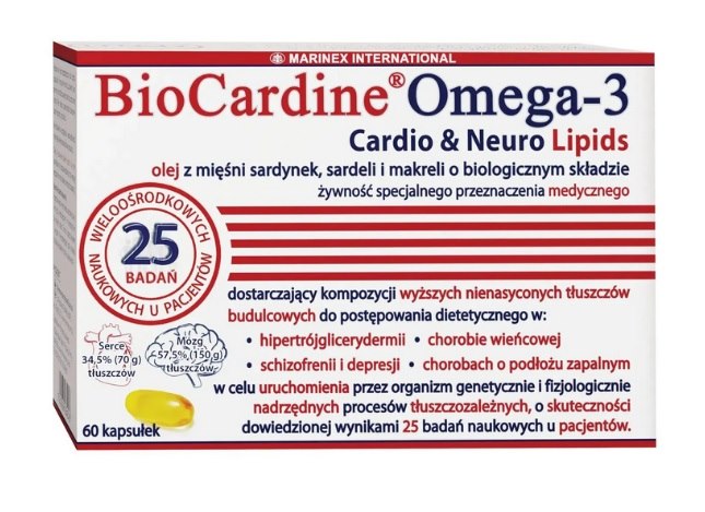 MARINEX BioCardine Omega-3 širdies ir neurolipidai 60 kapsulių