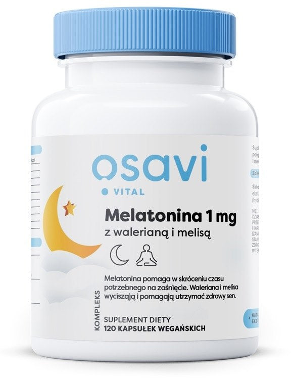 Osavi Melatoninas 1 mg su valerijonais ir melisomis 120 kapsulių