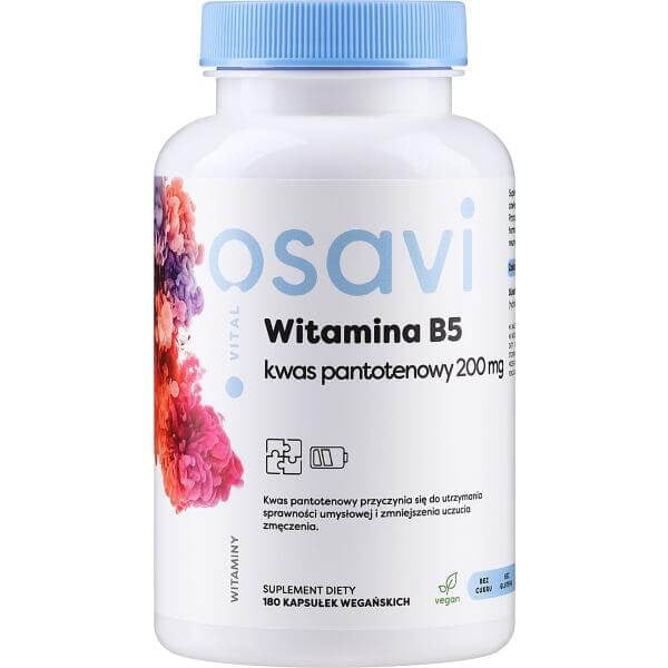 Osavi vitaminas B5 - pantoteno rūgštis 200 mg 180 kapsulių