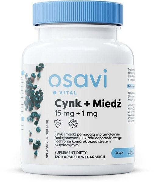 Osavi cinko 15 mg + vario 1 mg 120 kapsulių