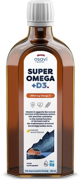 Osavi Super Omega +D3, 2900 mg - citrinų skonio 250 ml