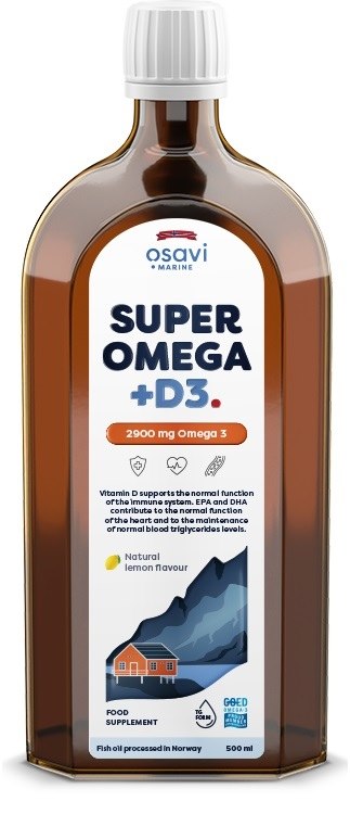Osavi Super Omega +D3, 2900 mg - citrinų skonio 500 ml