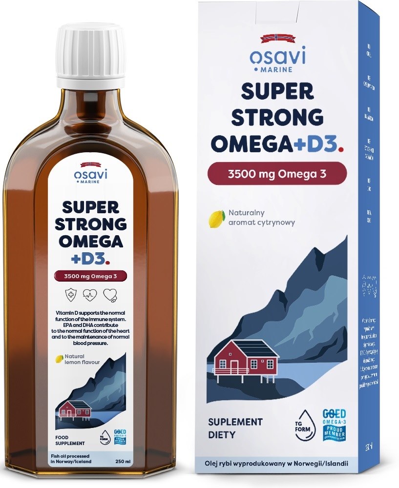 Osavi Super Strong Omega +D3, 3500 mg - citrinų skonio 250 ml