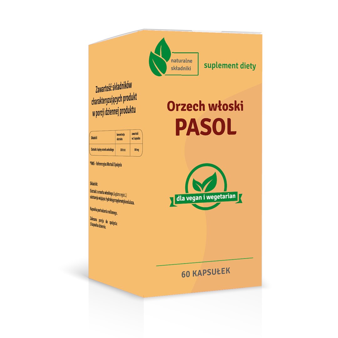PCF graikinių riešutų PASOL 500 mg 60 kapsulių