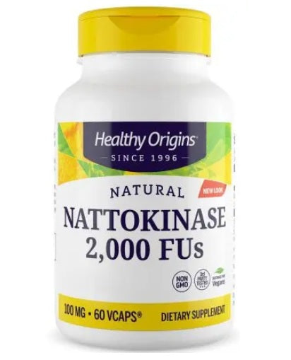Healthy Origins natūrali nattokinazė 2000FU - nattokinazė 100 mg 60 kapsulių