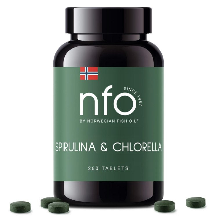 NFO spirulina ir chlorella 260 tablečių
