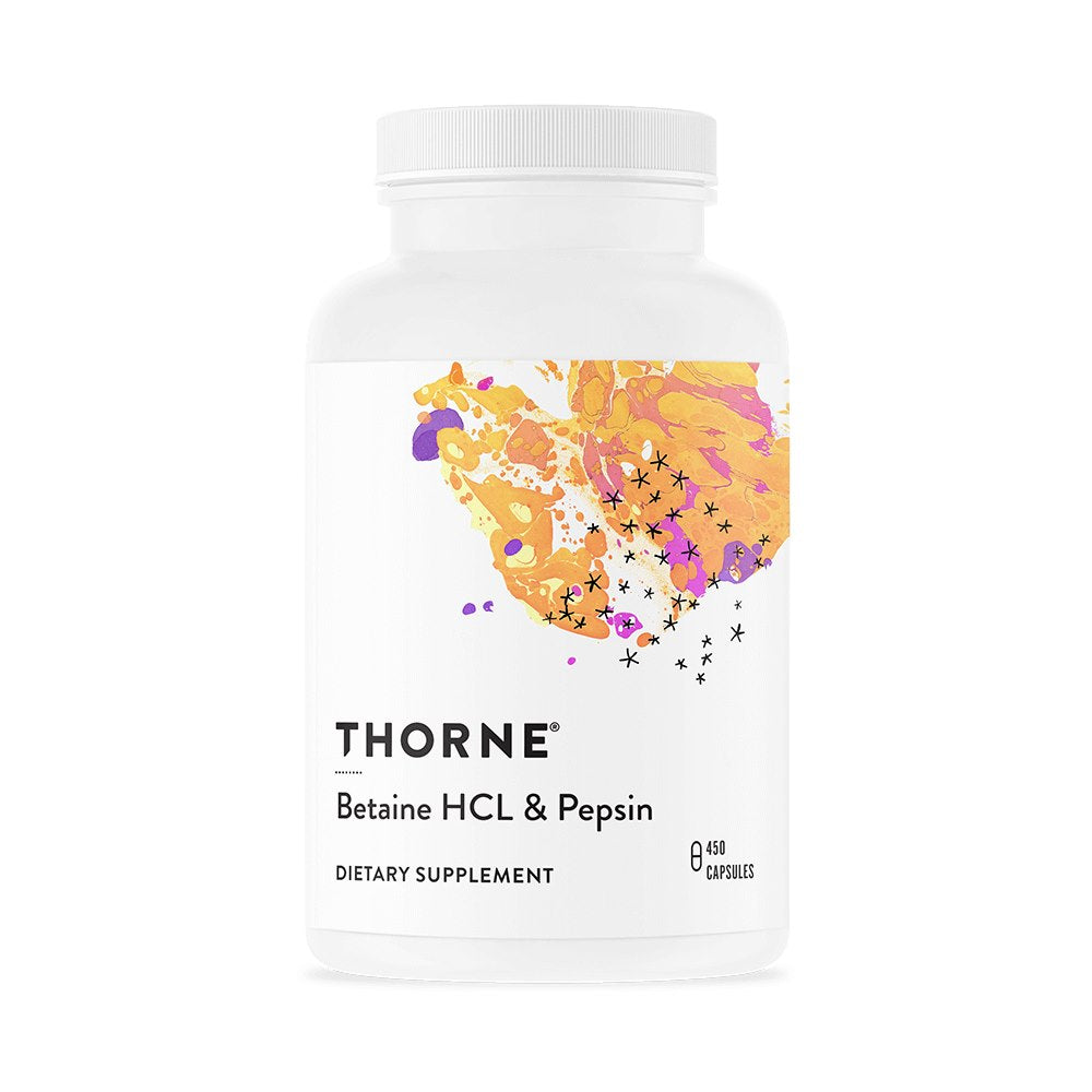 THORNE RESEARCH Betaino HCL ir pepsinas - Betaino HCL ir pepsinas 450 kapsulių