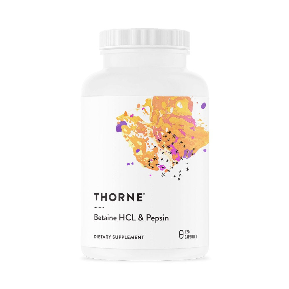 THORNE RESEARCH Betaino HCL ir pepsinas - Betaino HCL ir pepsinas 225 kapsulės