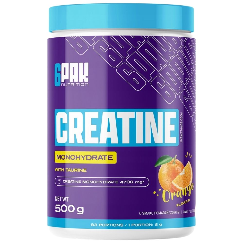 6PAK Kreatino monohidratas, apelsinų skonio - 500 g