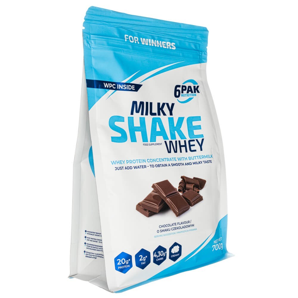 6PAK Milky Shake Whey, šokolado skonio - 700 g