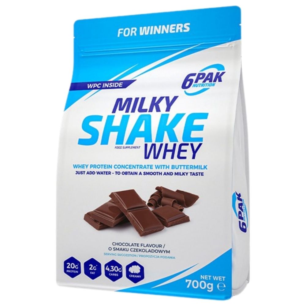 6PAK Milky Shake Whey, šokolado skonio - 700 g