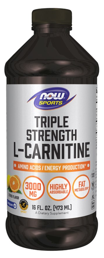 Now Foods L-karnitino trigubo stiprumo skystis, 3000 mg citrusinių vaisių skonio – L-karnitinas 3000 mg citrusinių vaisių skonio 473 ml