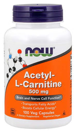 NOW FOODS acetil-L-karnitino HCl 500 mg 100 kapsulių