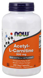 NOW FOODS acetil-L-karnitino HCl 500 mg 200 kapsulių