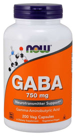 NOW FOODS GABA 750 mg 200 kapsulių