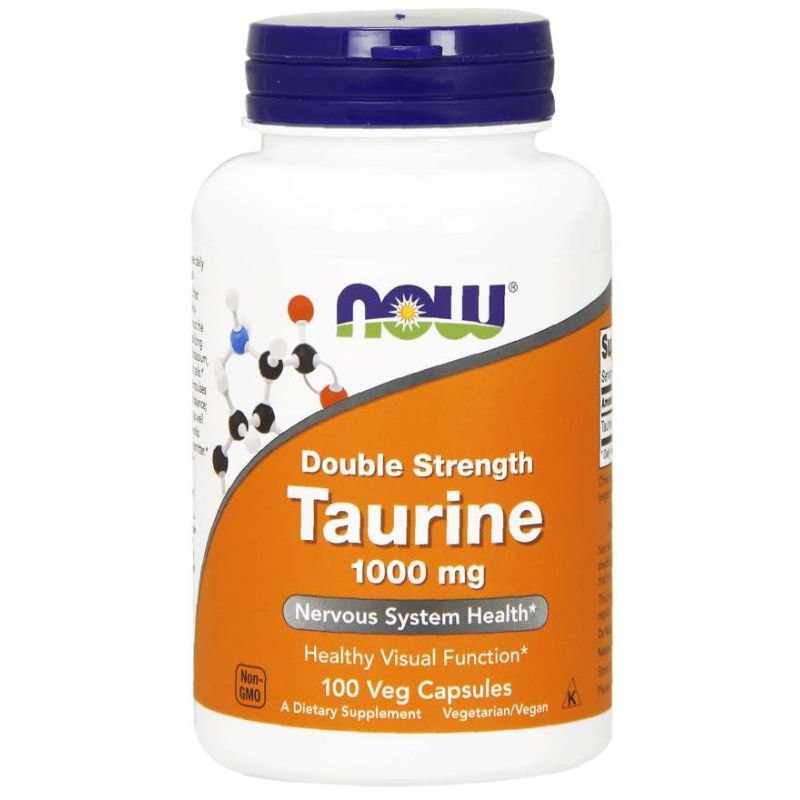 NOW FOODS dvigubo stiprumo taurinas – taurinas 1000 mg 100 kapsulių