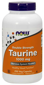 NOW FOODS dvigubo stiprumo taurinas – taurinas 1000 mg 250 kapsulių