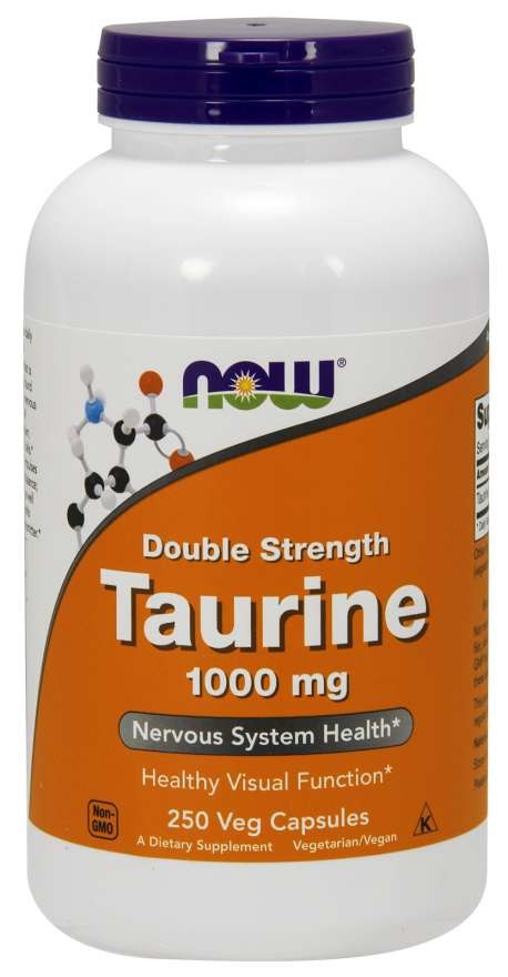 NOW FOODS dvigubo stiprumo taurinas – taurinas 1000 mg 250 kapsulių