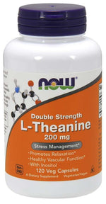 NOW FOODS dvigubo stiprumo L-teaninas 200 mg - L-teaninas 200 mg 120 kapsulių