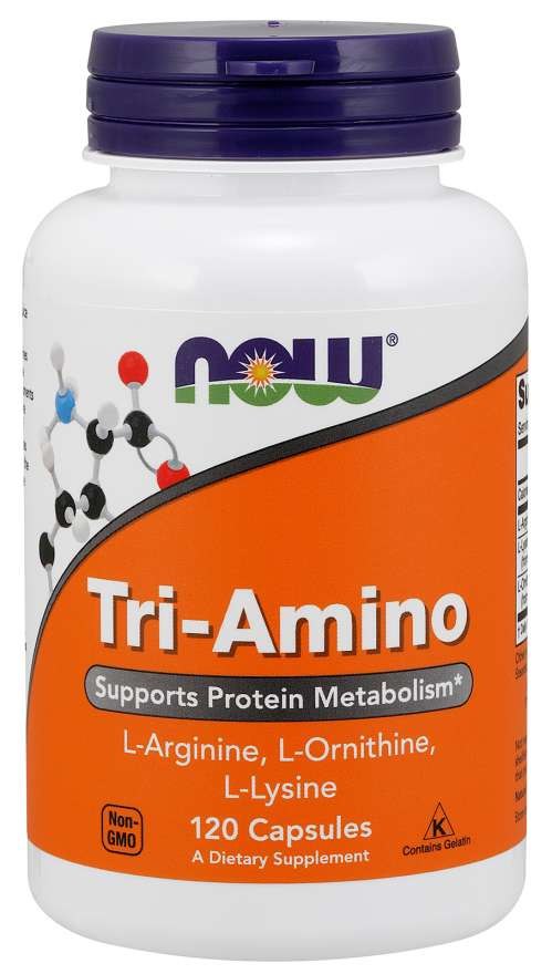 Now Foods Tri-Amino - L-argininas + L-ornitinas + L-lizinas 120 kapsulių