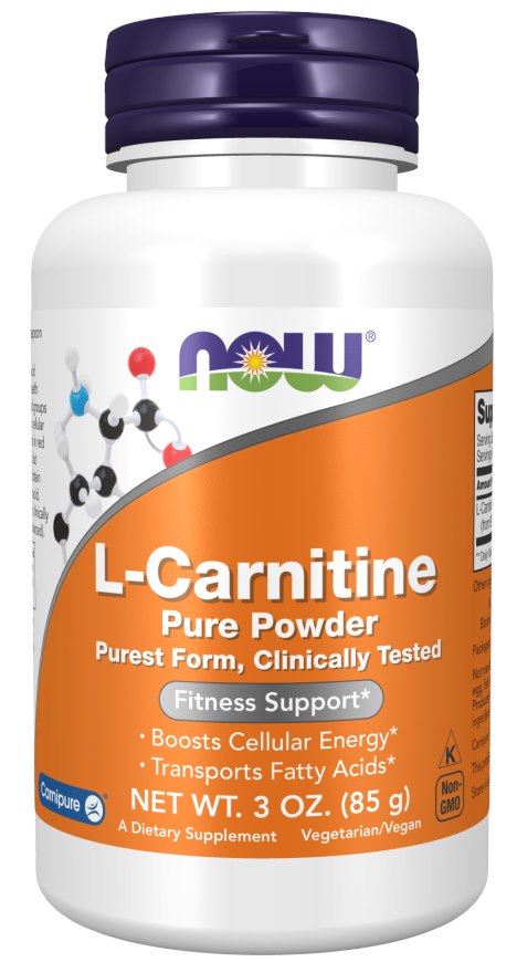 NOW FOODS L-karnitinas - L-karnitino milteliai 85 g
