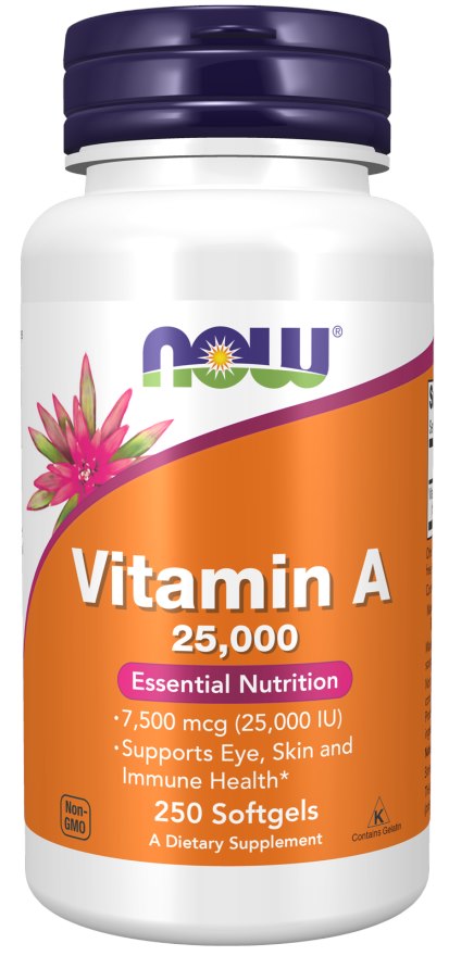 Now Foods vitaminas A 25000 TV 250 kapsulių