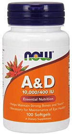 Now Foods vitaminas A + vitaminas D 100 kapsulių