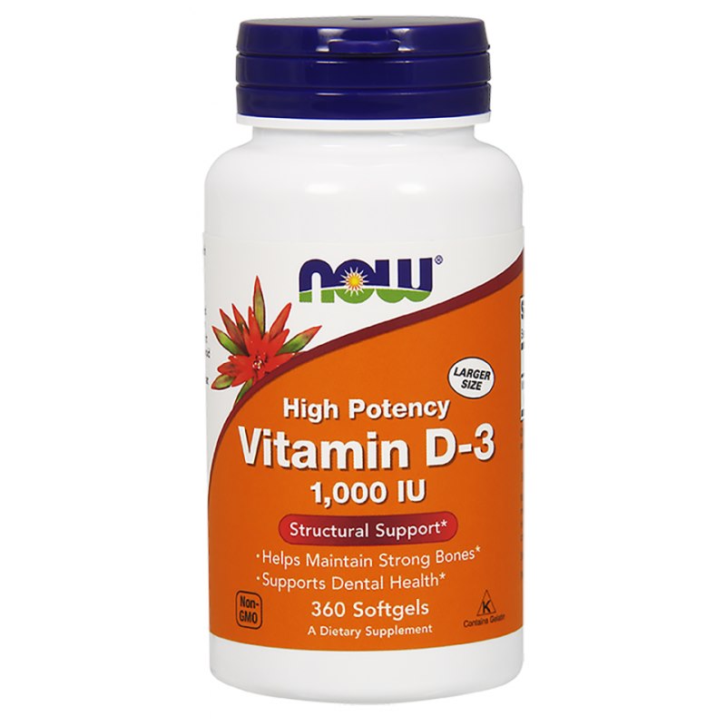 Now Foods vitaminas D3 1000 TV 360 kapsulių