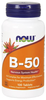 Now Foods Vitamin B-50 - Vitamino B kompleksas 100 tablečių