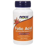 NOW FOODS folio rūgštis - folio rūgštis 800 mcg + vitaminas B12 25 mcg 250 tablečių