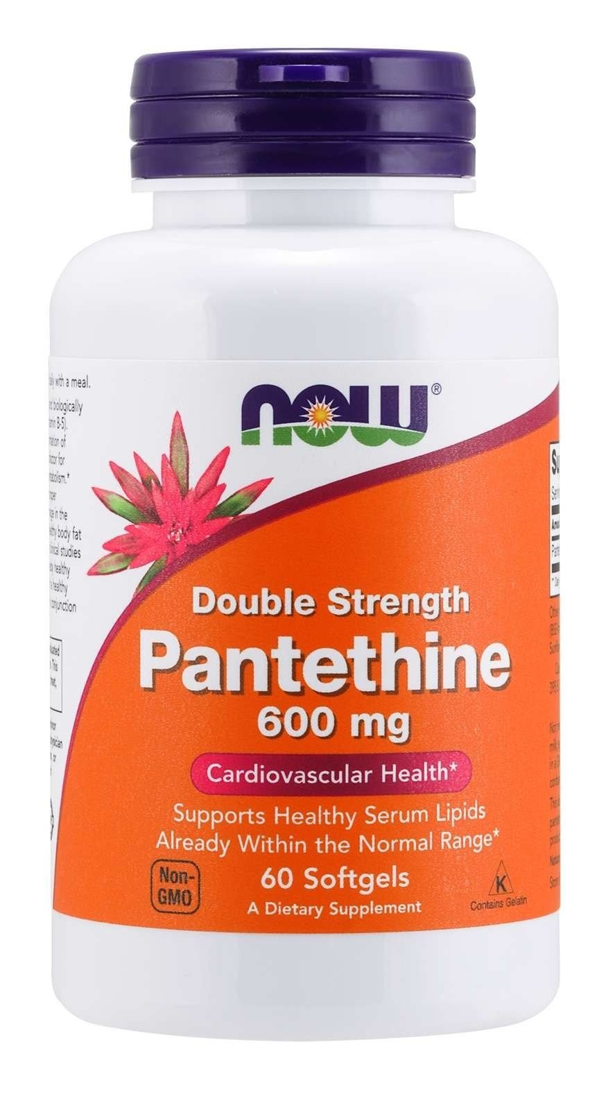 NOW FOODS dvigubo stiprumo pantetinas 600 mg 60 kapsulių