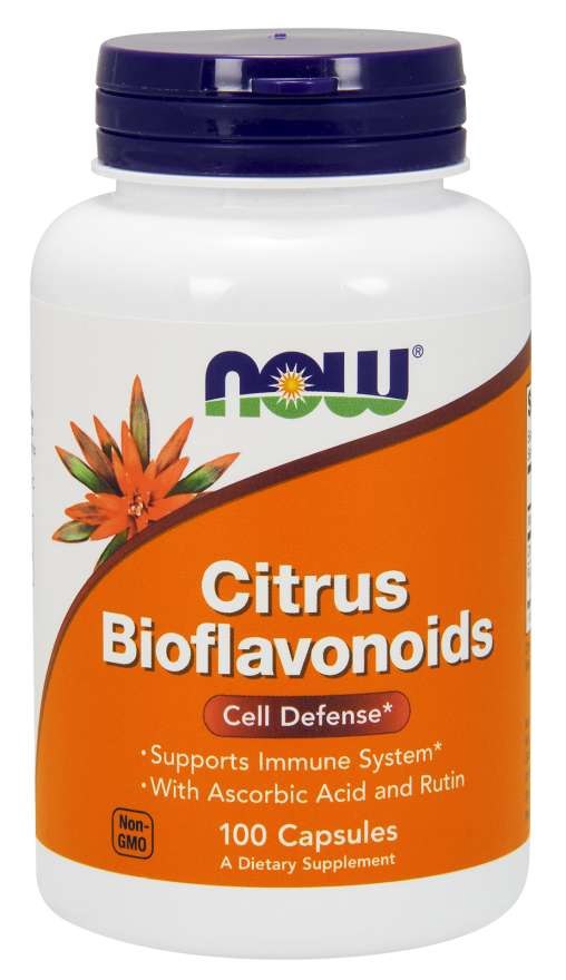NOW FOODS Citrusinių vaisių bioflavonoidai + vitaminas C + rutinas 100 kapsulių