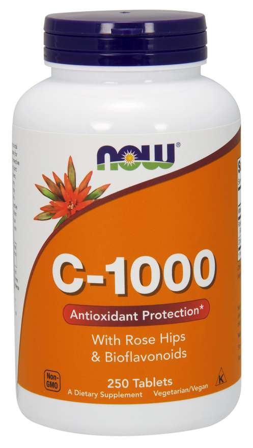 Now Foods vitaminas C 1000 mg su bioflavonoidais ir erškėtuogėmis 250 tablečių