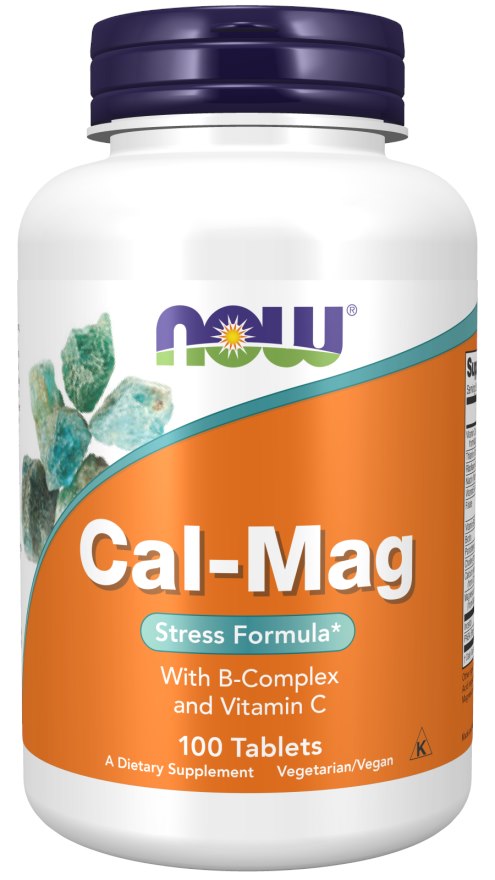NOW FOODS Cal-Mag - Kalcio ir magnio antistresinė priemonė su B grupės vitaminais 100 tablečių