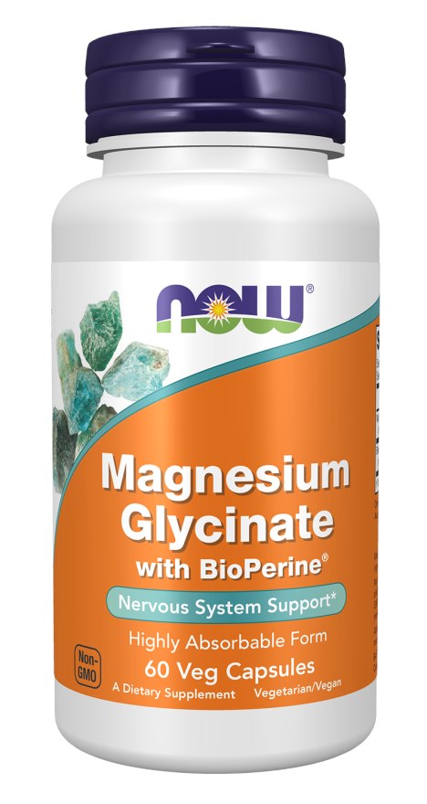 Now Foods magnio glicinatas su BioPerine 60 kaps.