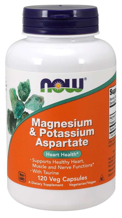 NOW FOODS Magnio ir kalio aspartatas - magnis, taurinas ir kalis 120 kaps.
