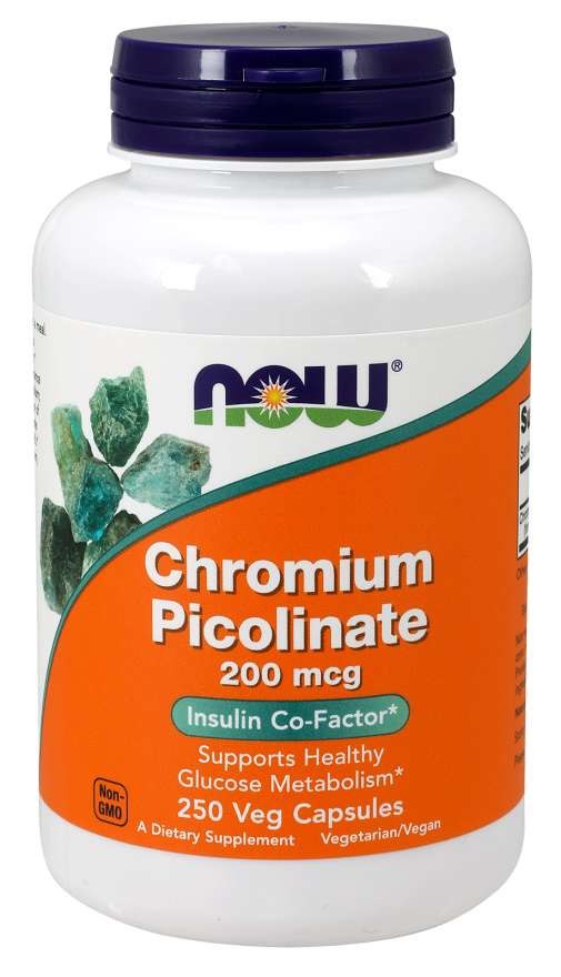NOW FOODS chromo pikolinatas - chromo pikolinatas 250 kapsulių