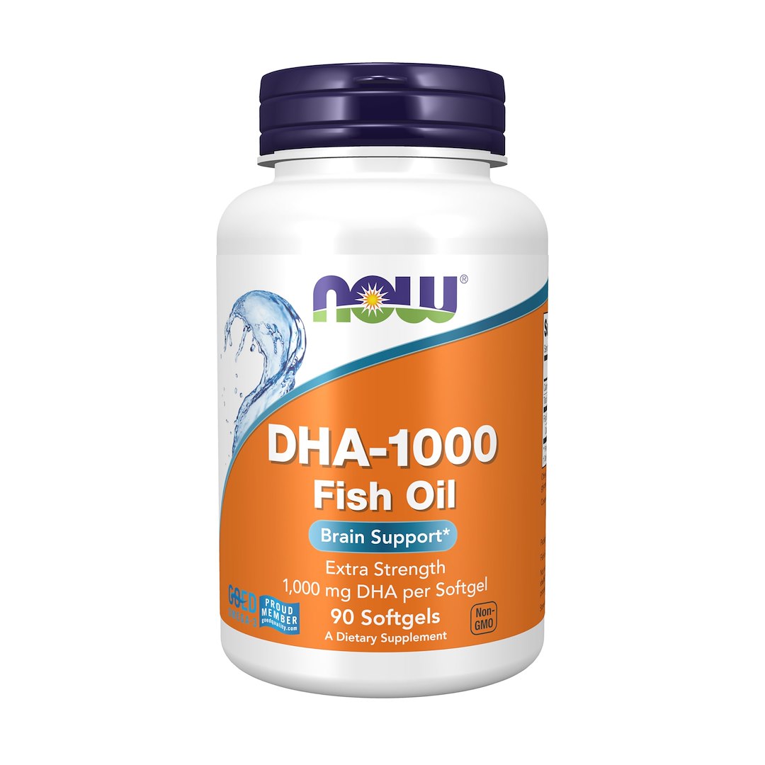 NOW FOODS DHA-1000 žuvų taukų smegenų veiklai palaikyti 90 kapsulių