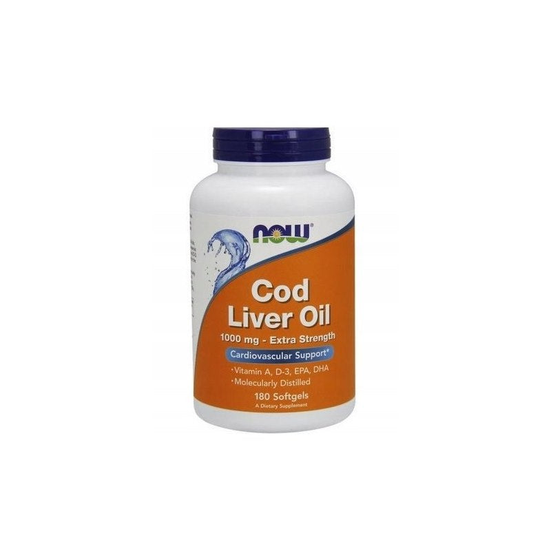 NOW FOODS Menkių kepenų aliejus ypač stiprus - menkių kepenų aliejus 1000 mg 180 kaps.