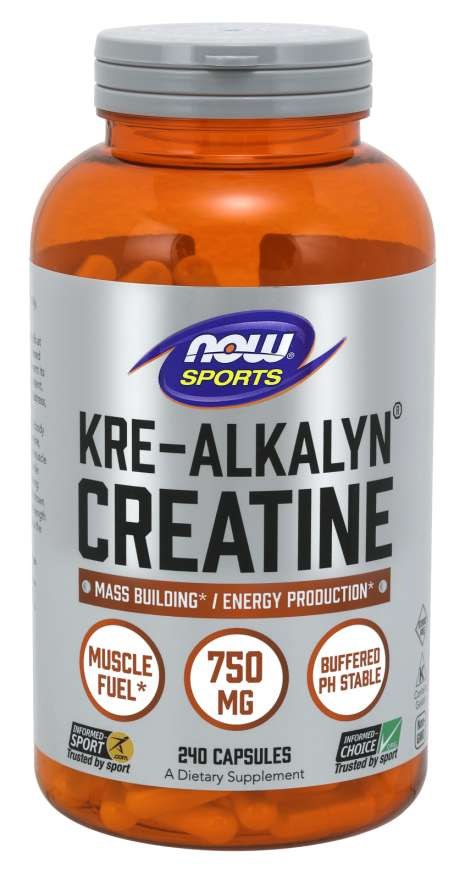NOW FOODS Kre-Alkalyn kreatinas - buferinis kreatino monohidratas 750 mg 240 kapsulių
